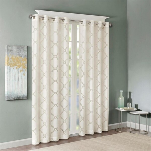 Madison Park 95 in. Eden Fretwork Burnout Sheer Panel - Ivory MP40-3778 - main